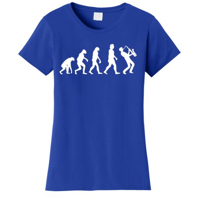 Funny Saxophonist Evolution Saxophone Player Gift Women's T-Shirt