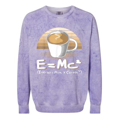 Funny Science, E=MC2 Coffee Energy Milk Coffee Formula Colorblast Crewneck Sweatshirt