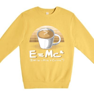 Funny Science, E=MC2 Coffee Energy Milk Coffee Formula Premium Crewneck Sweatshirt