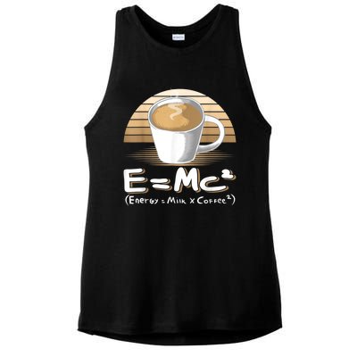 Funny Science, E=MC2 Coffee Energy Milk Coffee Formula Ladies PosiCharge Tri-Blend Wicking Tank