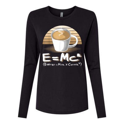 Funny Science, E=MC2 Coffee Energy Milk Coffee Formula Womens Cotton Relaxed Long Sleeve T-Shirt