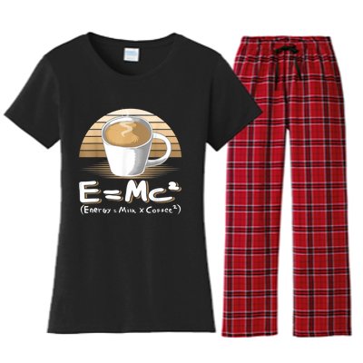 Funny Science, E=MC2 Coffee Energy Milk Coffee Formula Women's Flannel Pajama Set