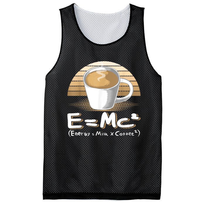 Funny Science, E=MC2 Coffee Energy Milk Coffee Formula Mesh Reversible Basketball Jersey Tank