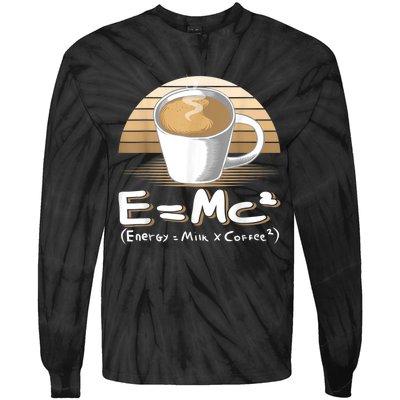 Funny Science, E=MC2 Coffee Energy Milk Coffee Formula Tie-Dye Long Sleeve Shirt