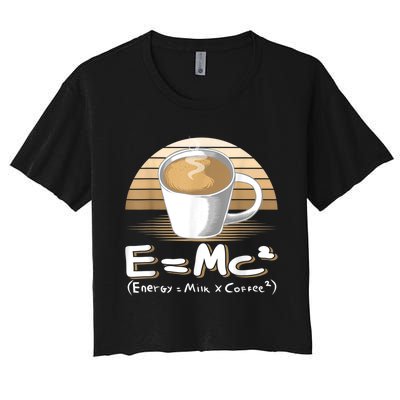 Funny Science, E=MC2 Coffee Energy Milk Coffee Formula Women's Crop Top Tee