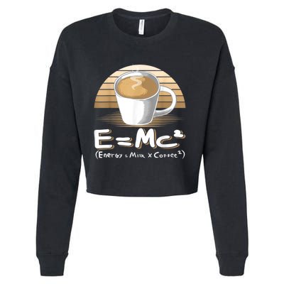 Funny Science, E=MC2 Coffee Energy Milk Coffee Formula Cropped Pullover Crew