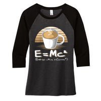 Funny Science, E=MC2 Coffee Energy Milk Coffee Formula Women's Tri-Blend 3/4-Sleeve Raglan Shirt