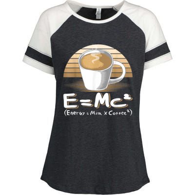 Funny Science, E=MC2 Coffee Energy Milk Coffee Formula Enza Ladies Jersey Colorblock Tee