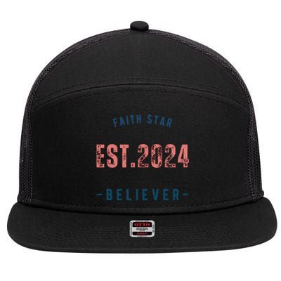 Faith Star Est.2024 Believer 7 Panel Mesh Trucker Snapback Hat