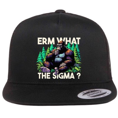 Funny Saying Erm What The Sigma Ironic Flat Bill Trucker Hat