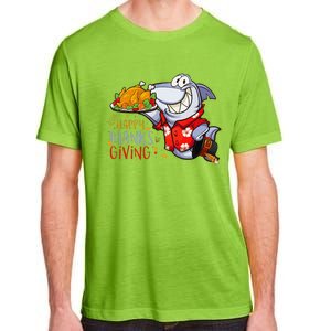 Funny Shark Eat Turkey Happy Thanksgiving Gifts Adult ChromaSoft Performance T-Shirt