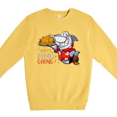 Funny Shark Eat Turkey Happy Thanksgiving Gifts Premium Crewneck Sweatshirt