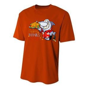 Funny Shark Eat Turkey Happy Thanksgiving Gifts Performance Sprint T-Shirt