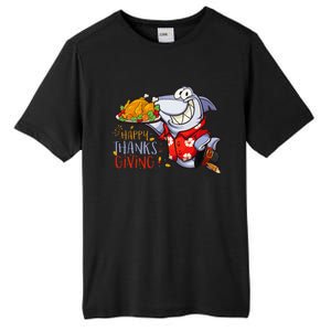 Funny Shark Eat Turkey Happy Thanksgiving Gifts Tall Fusion ChromaSoft Performance T-Shirt