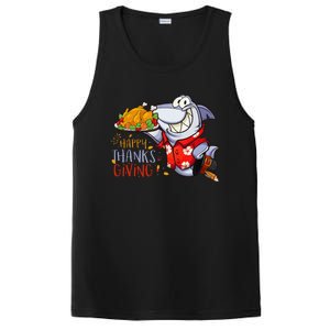 Funny Shark Eat Turkey Happy Thanksgiving Gifts PosiCharge Competitor Tank