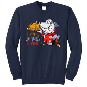 Funny Shark Eat Turkey Happy Thanksgiving Gifts Tall Sweatshirt