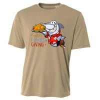 Funny Shark Eat Turkey Happy Thanksgiving Gifts Cooling Performance Crew T-Shirt