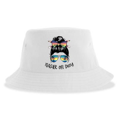 Funny Summer End Of School Year Teacher Off Duty  Sustainable Bucket Hat