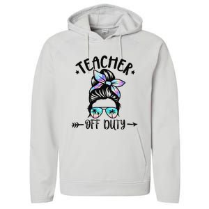 Funny Summer End Of School Year Teacher Off Duty Performance Fleece Hoodie