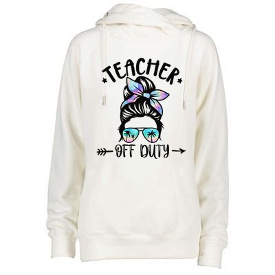 Funny Summer End Of School Year Teacher Off Duty Womens Funnel Neck Pullover Hood