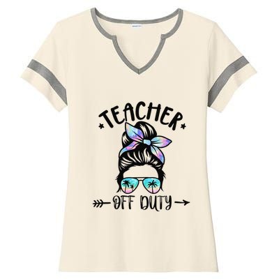 Funny Summer End Of School Year Teacher Off Duty Ladies Halftime Notch Neck Tee