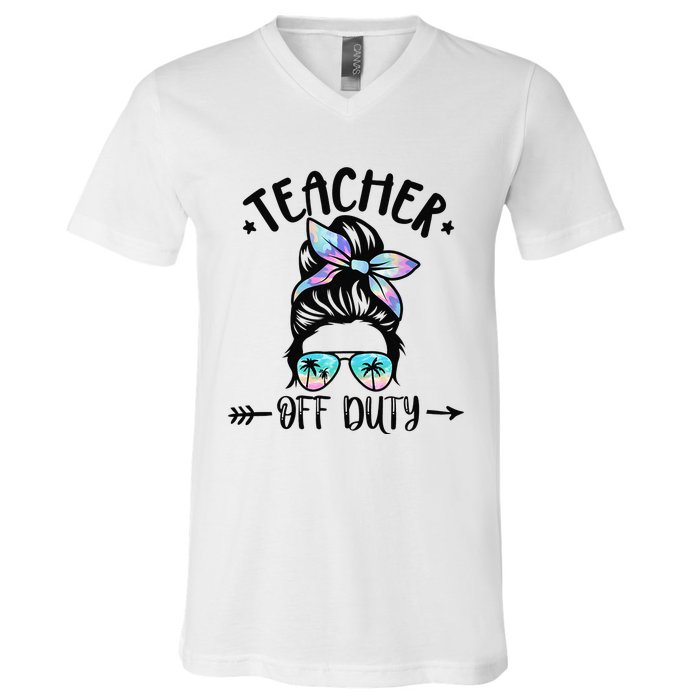 Funny Summer End Of School Year Teacher Off Duty V-Neck T-Shirt