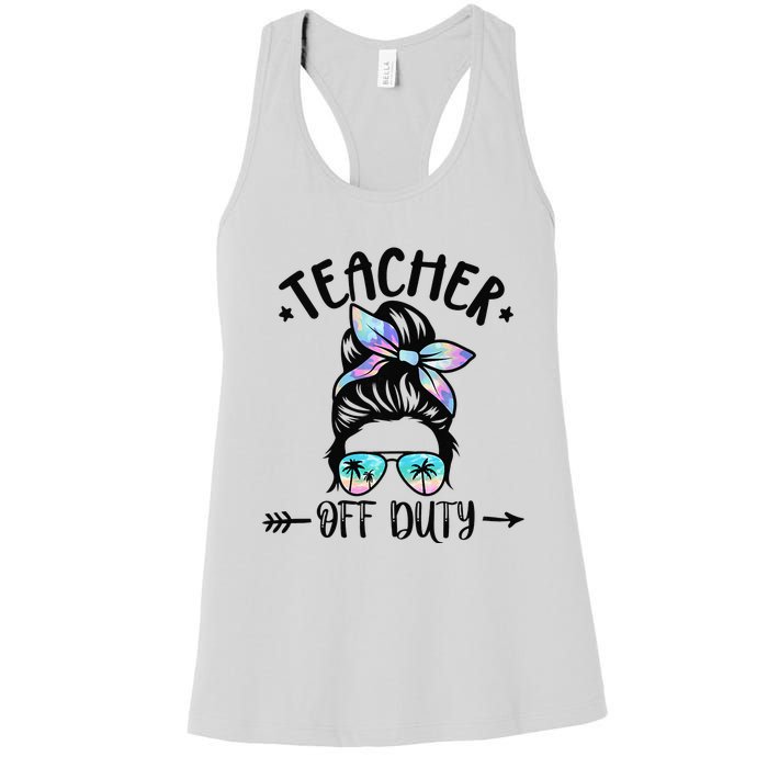 Funny Summer End Of School Year Teacher Off Duty Women's Racerback Tank