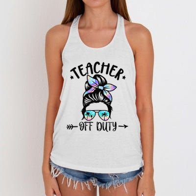 Funny Summer End Of School Year Teacher Off Duty Women's Knotted Racerback Tank