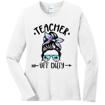 Funny Summer End Of School Year Teacher Off Duty Ladies Long Sleeve Shirt