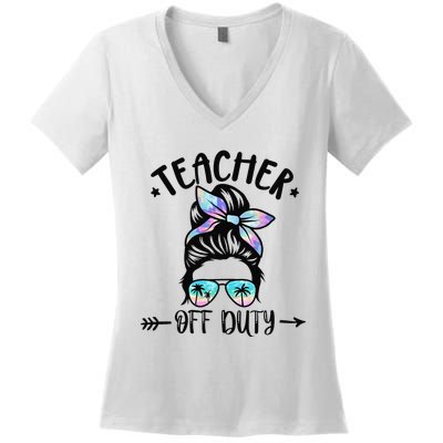 Funny Summer End Of School Year Teacher Off Duty Women's V-Neck T-Shirt