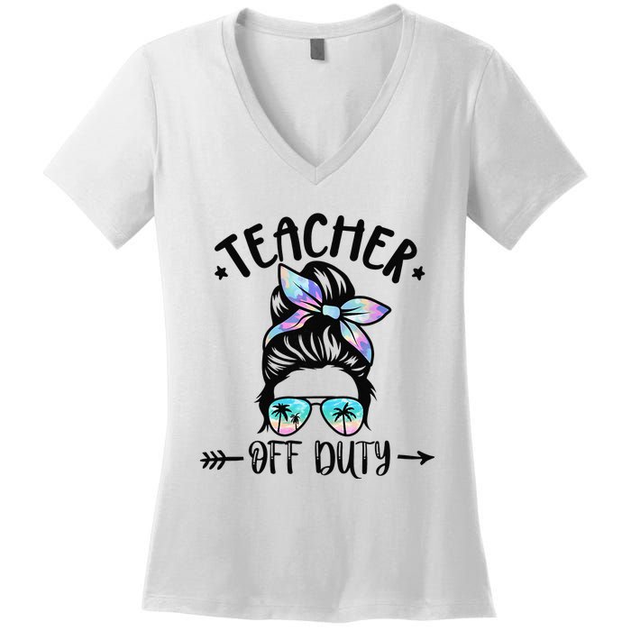 Funny Summer End Of School Year Teacher Off Duty Women's V-Neck T-Shirt