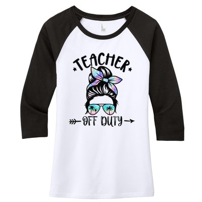 Funny Summer End Of School Year Teacher Off Duty Women's Tri-Blend 3/4-Sleeve Raglan Shirt