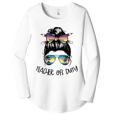 Funny Summer End Of School Year Teacher Off Duty Women's Perfect Tri Tunic Long Sleeve Shirt