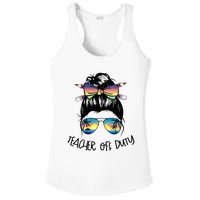 Funny Summer End Of School Year Teacher Off Duty Ladies PosiCharge Competitor Racerback Tank