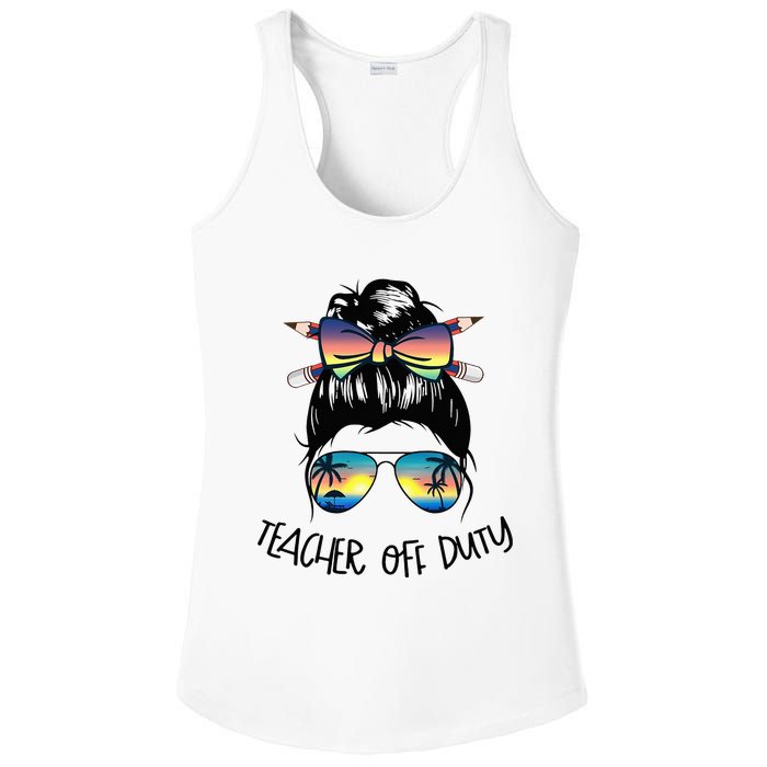 Funny Summer End Of School Year Teacher Off Duty Ladies PosiCharge Competitor Racerback Tank