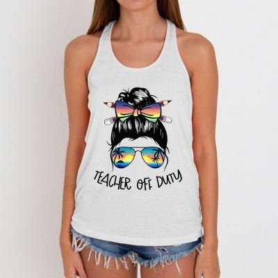 Funny Summer End Of School Year Teacher Off Duty Women's Knotted Racerback Tank