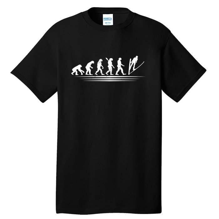 Funny Skiing Evolution Gift For Skiers Tall T-Shirt