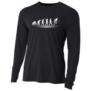 Funny Skiing Evolution Gift For Skiers Cooling Performance Long Sleeve Crew