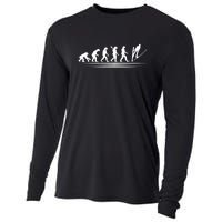 Funny Skiing Evolution Gift For Skiers Cooling Performance Long Sleeve Crew