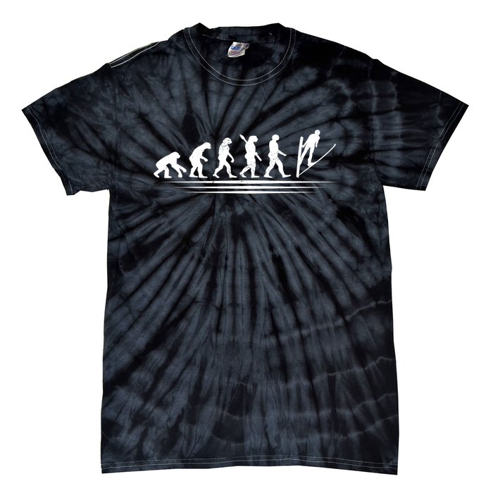 Funny Skiing Evolution Gift For Skiers Tie-Dye T-Shirt