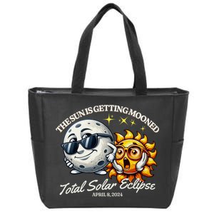 Funny Solar Eclipse April 2024 Sun Is Getting Mooned Zip Tote Bag