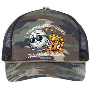 Funny Solar Eclipse April 2024 Sun Is Getting Mooned Retro Rope Trucker Hat Cap