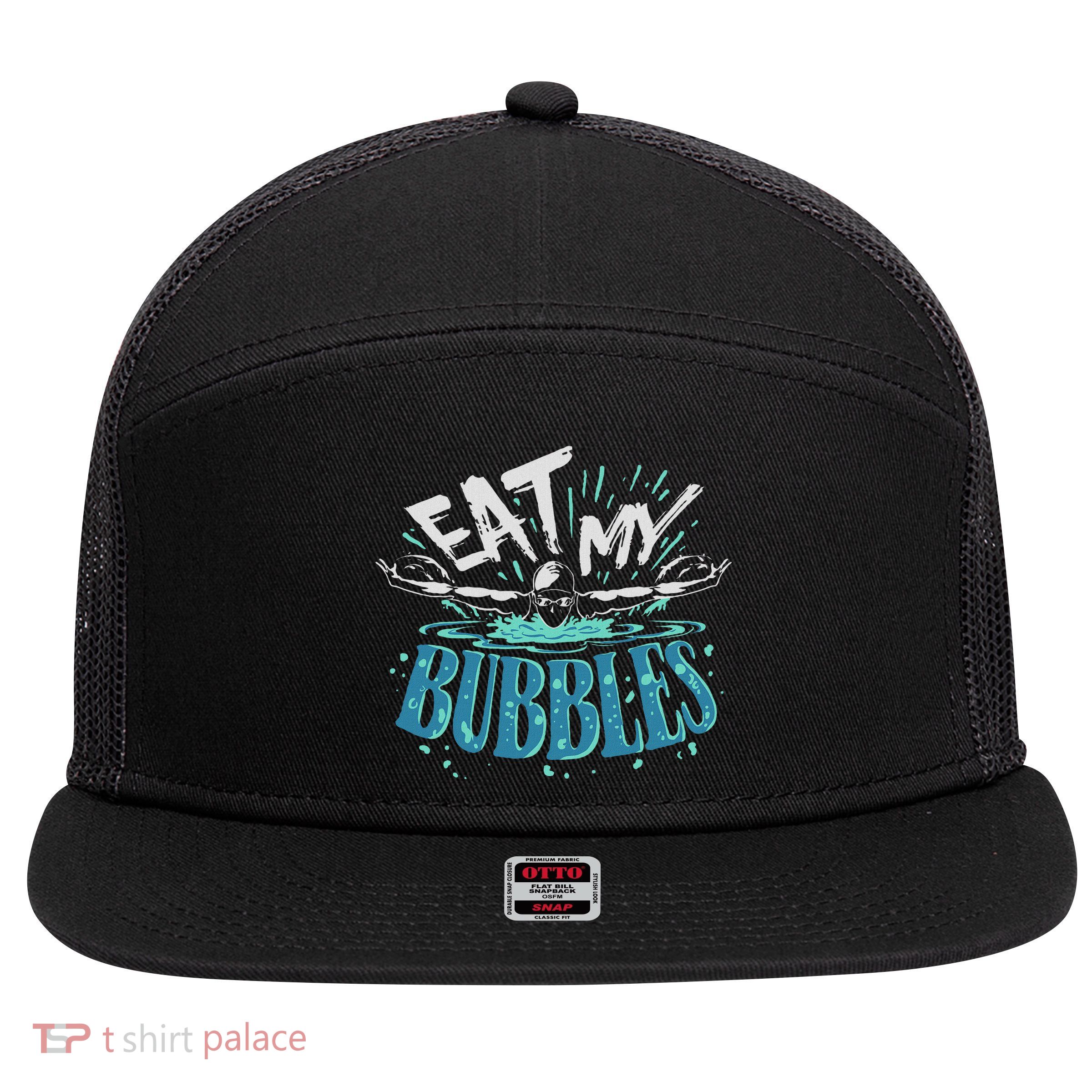 Funny Swimming Float Eat My Bubbles 7 Panel Mesh Trucker Snapback Hat