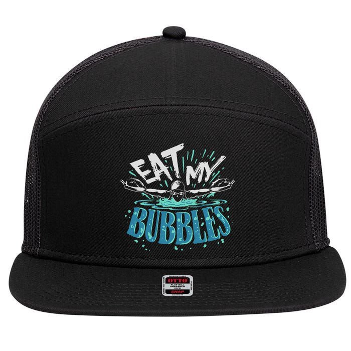 Funny Swimming Float Eat My Bubbles 7 Panel Mesh Trucker Snapback Hat