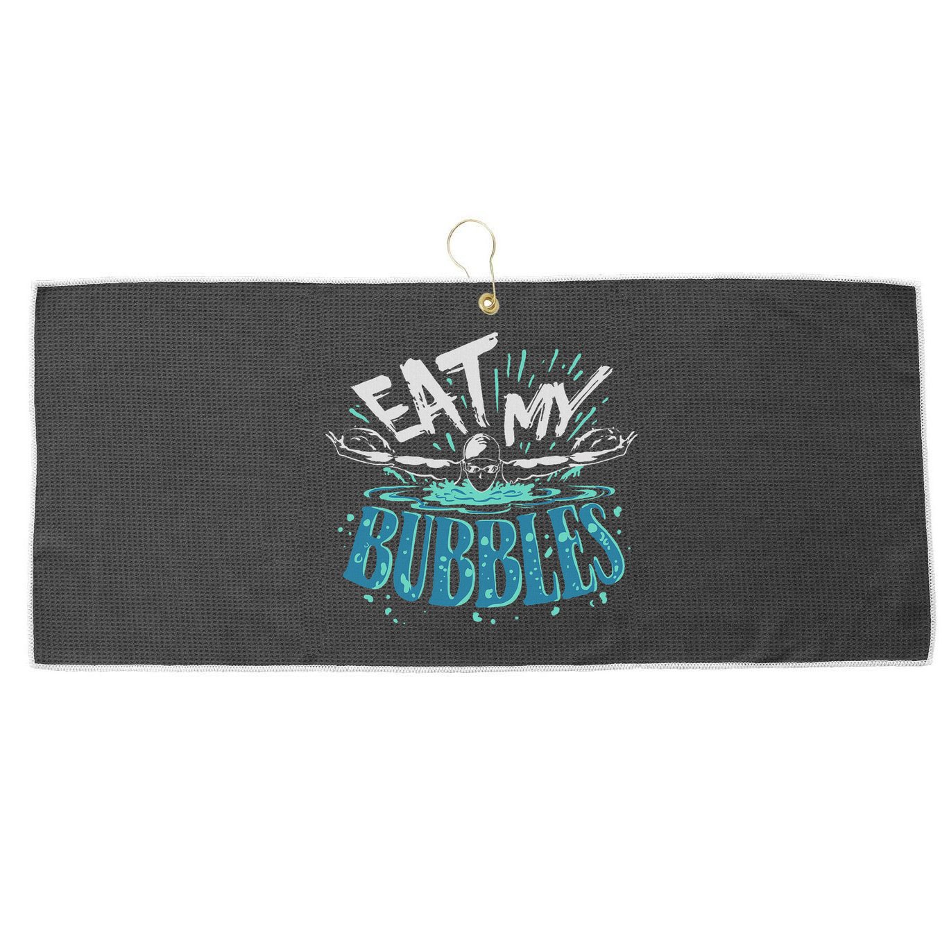 Funny Swimming Float Eat My Bubbles Large Microfiber Waffle Golf Towel