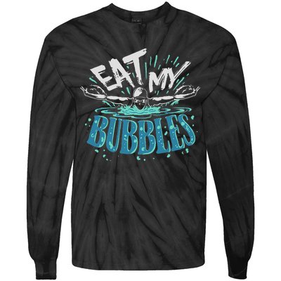 Funny Swimming Float Eat My Bubbles Tie-Dye Long Sleeve Shirt