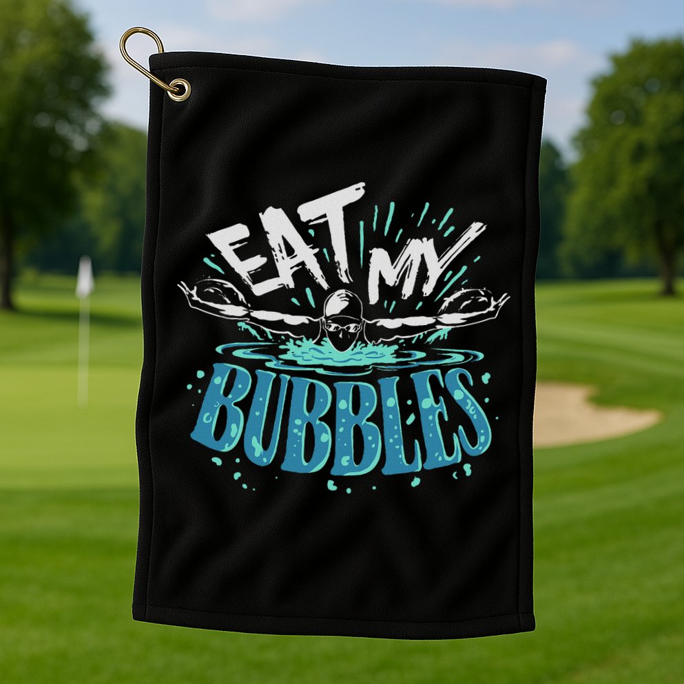 Funny Swimming Float Eat My Bubbles Golf Towel