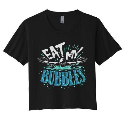 Funny Swimming Float Eat My Bubbles Crop Top