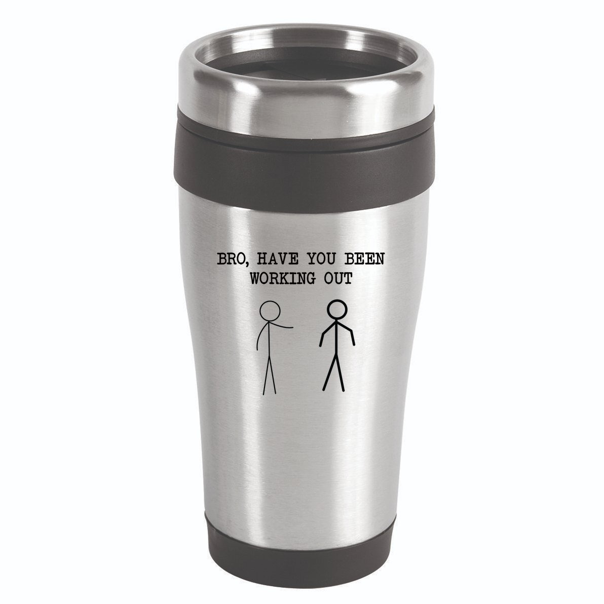 Funny Stick Figure Gym Jokes Bro Have You Been Working Out 16oz Travel Tumbler