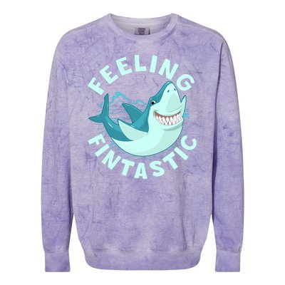 Funny Shark Feeling Fintastic Shark Week Fan Colorblast Crewneck Sweatshirt